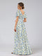A-Line/Princess V-Neck Short Sleeves Ruched Floral Bridesmaid Dresses