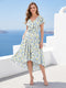 A-Line/Princess V-Neck Short Sleeves Ruffles Floral Bridesmaid Dresses
