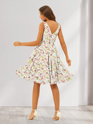 A-Line/Princess V-Neck Sleeveless Ruched Floral Bridesmaid Dresses