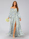 A-Line/Princess Sweetheart Long Sleeves Split Side Floral Bridesmaid Dresses