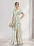 A-Line/Princess V-Neck Short Sleeves Split Side Floral Bridesmaid Dresses