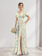A-Line/Princess V-Neck Short Sleeves Split Side Floral Bridesmaid Dresses