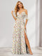 A-Line/Princess Cold Shoulder Short Sleeves Split Side Floral Bridesmaid Dresses