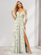 A-Line/Princess Cold Shoulder Short Sleeves Split Side Floral Bridesmaid Dresses