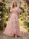 A-Line/Princess V-Neck Long Floral Bridesmaid Dresses with Ruffles