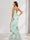 Sheath/Column Spaghetti Straps Long Floral Bridesmaid Dresses with Split Side & Ruched
