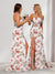 Sheath/Column Off-the-Shoulder Long Floral Dresses with Split Side