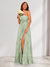 A-Line/Princess One-Shoulder Long Floral Bridesmaid Dresses with Split Side