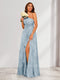 A-Line/Princess One-Shoulder Long Floral Bridesmaid Dresses with Split Side