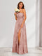 A-Line/Princess One-Shoulder Long Floral Bridesmaid Dresses with Split Side
