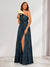 A-Line/Princess One-Shoulder Long Floral Bridesmaid Dresses with Split Side