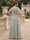 A-Line/Princess V-Neck Long Floral Bridesmaid Dresses with Ruffles