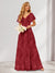 A-Line/Princess V-Neck Long Floral Bridesmaid Dresses with Ruffles