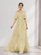 A-Line V-Neck Half Sleeves Split Side Floral Bridesmaid Dresses With Pockets