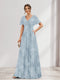 A-Line V-Neck Short Sleeves Floral Bridesmaid Dresses with Pockets