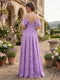 A-Line V-Neck Spaghetti Straps Floral Bridesmaid Dresses with Pockets