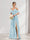 A-Line V-Neck Spaghetti Straps Floral Bridesmaid Dresses with Pockets