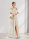 A-Line V-Neck Spaghetti Straps Floral Bridesmaid Dresses with Pockets