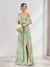 A-Line V-Neck Spaghetti Straps Floral Bridesmaid Dresses with Pockets
