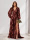 A-Line/Princess V-Neck Long Sleeves Floor Length Bridesmaid Dresses with Split Side