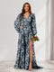 A-Line/Princess V-Neck Long Sleeves Floor Length Bridesmaid Dresses with Split Side