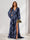 A-Line/Princess V-Neck Long Sleeves Floor Length Bridesmaid Dresses with Split Side