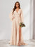 A-Line/Princess V-Neck Long Sleeves Floor Length Bridesmaid Dresses with Split Side