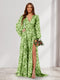 A-Line/Princess V-Neck Long Sleeves Floor Length Bridesmaid Dresses with Split Side