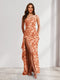 Sheath/Column Strapless Pleated Ruffle Floral Bridesmaid Dresses with Split Side