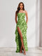 Sheath/Column Strapless Pleated Ruffle Floral Bridesmaid Dresses with Split Side