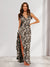 Trumpet/Mermaid V-Neck Asymmetrical Floral Wedding Guest Dresses with Bow & Ruffles