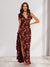 Trumpet/Mermaid V-Neck Asymmetrical Floral Wedding Guest Dresses with Bow & Ruffles