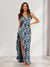 Trumpet/Mermaid V-Neck Asymmetrical Floral Wedding Guest Dresses with Bow & Ruffles