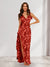 Trumpet/Mermaid V-Neck Asymmetrical Floral Wedding Guest Dresses with Bow & Ruffles