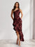 Sheath/Column One-Shoulder Ruffle Floral Wedding Guest Dresses with Split Side