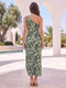 Sheath/Column One-Shoulder Short Floral Women's Dresses with Split Side