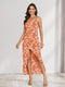 Sheath/Column One-Shoulder Short Floral Women's Dresses with Split Side