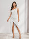 Sheath/Column One-Shoulder Short Floral Women's Dresses with Split Side