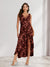 Sheath/Column V-Neck High Low Floral Women's Dresses with Split Side