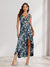 Sheath/Column V-Neck High Low Floral Women's Dresses with Split Side
