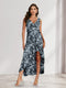 Sheath/Column V-Neck High Low Floral Women's Dresses with Split Side