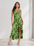 Sheath/Column V-Neck High Low Floral Women's Dresses with Split Side