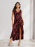 Sheath/Column V-Neck High Low Floral Women's Dresses with Split Side