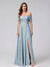 A-Line/Princess Off-the-Shoulder Sleeveless Ruched Long Bridesmaid Dresses With Split Side