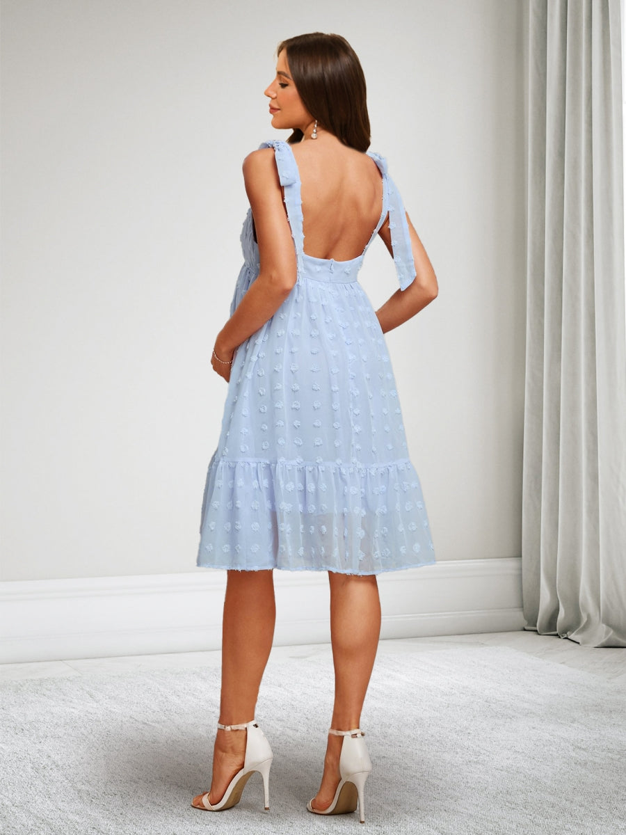 A-Line/Princess V-Neck Sleeveless Knee-Length Baby Shower Dresses with Dots