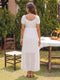 A-Line/Princess Scoop Short Sleeves Ankle-Length Maternity Dresses with Sash