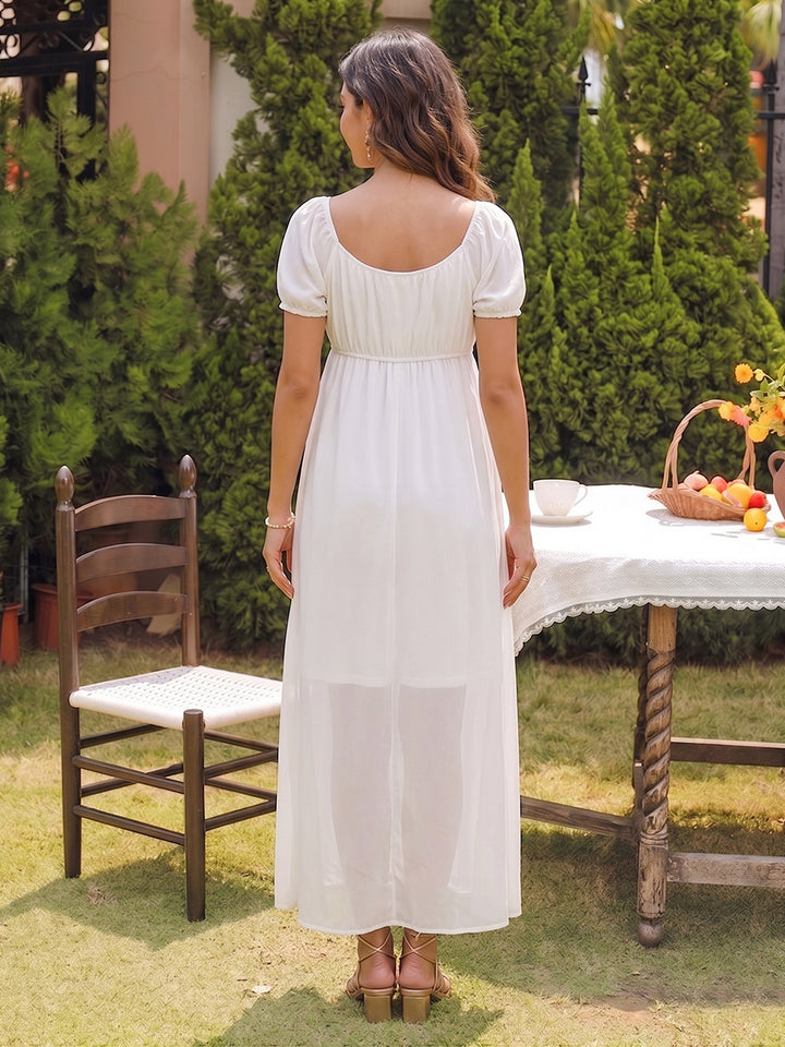 A-Line/Princess Scoop Short Sleeves Ankle-Length Maternity Dresses with Sash