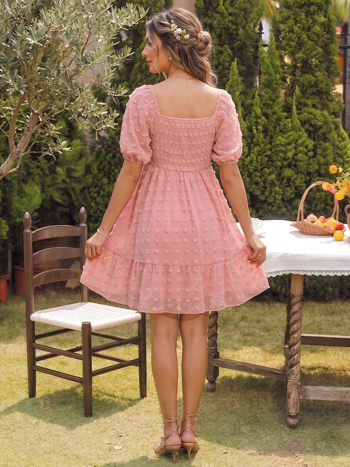 A-Line/Princess V-Neck Short Sleeves Classic Maternity Dresses with Dots &amp; Ruffles