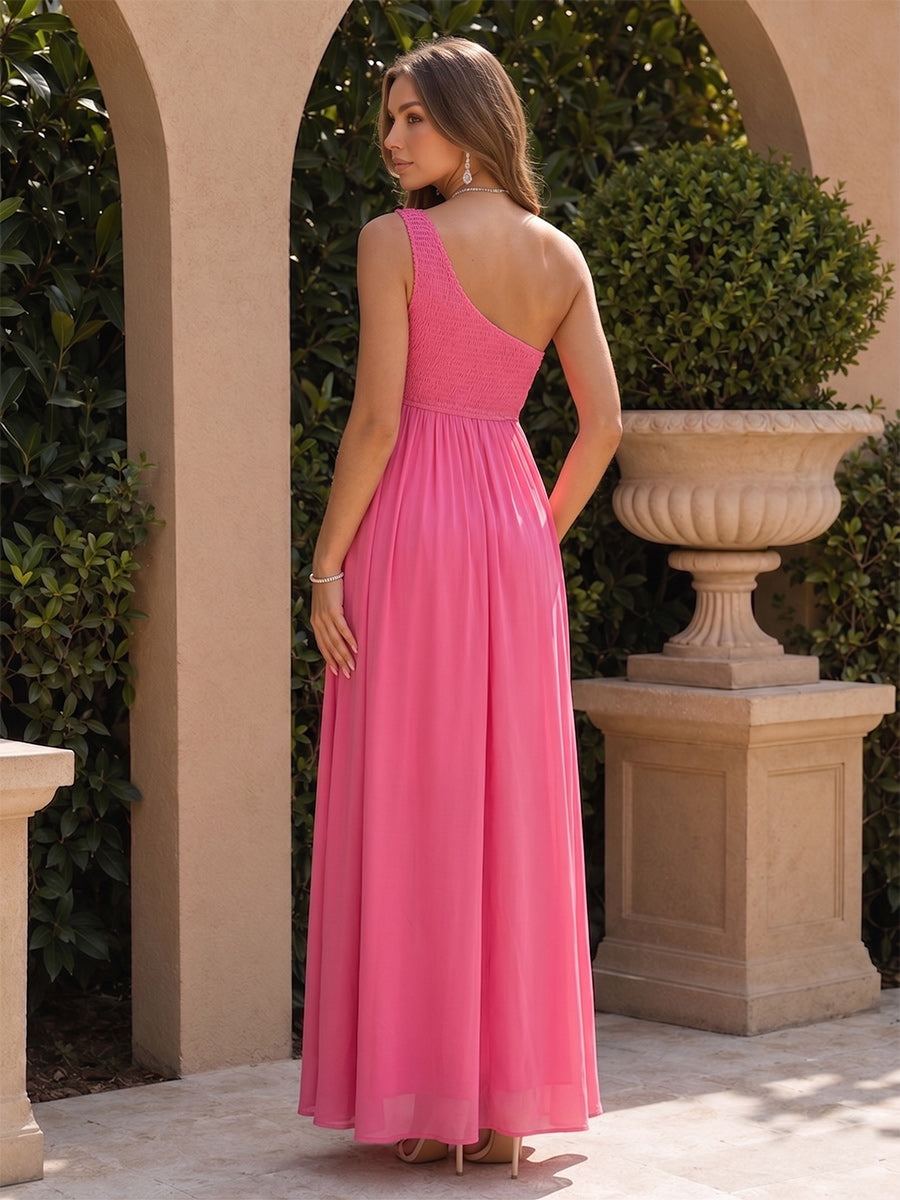 A-Line/Princess One-Shoulder Ruched Maternity Dresses with Split Side