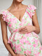 A-Line/Princess V-Neck Ankle-Length Printed Floral Maternity Dresses with Ruffles